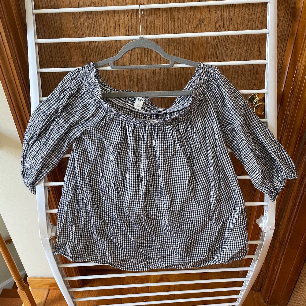 Navy and White Gingham top